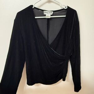 Ronni Nicole Elegant Black Wrap Blouse